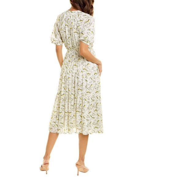 CELINA MOON Mock Neck Bell Sleeve Denim Floral Maxi Dress main image 1